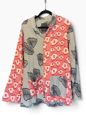 Fried Rice Unisex Button Front Multi Pattern Shirt Size XXL Japanese Cotton